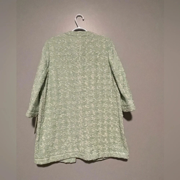 NEW Zara Basic Special Collection Tweed Green and White jacket size Medium - Picture 6 of 7